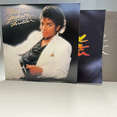 MICHAEL JACKSON " THRILLER " w / Lyrics Card Poster EPIC Vinyl Record LP Japan - Image 1 of 4