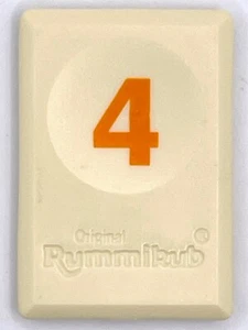 Rummikub Tile Orange 4 Game Replacement Smooth Number Engraved Back Pressman - Picture 1 of 2