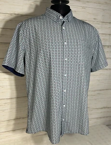 Camicia manica corta Mizzen + Main Leeward 2XL XXL uomo blu bianca stampa MEDAGLIONE - Foto 1 di 13