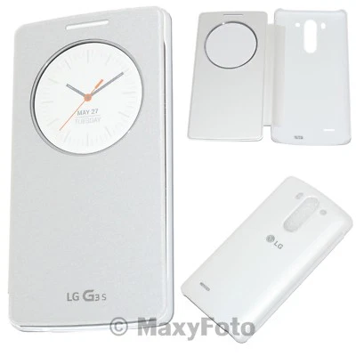 LG CUSTODIA FLIP COVER QUICK CIRCLE CASE CCF-490G ORIGINALE G3 S WHITE BIANCO - Immagine 1 di 4