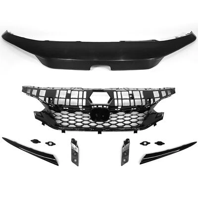 Type-R Style Black Upper Trim Replacement+Upper Grill For 2022-2024 Honda Civic - Image 1 of 4