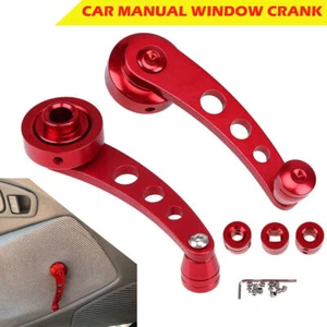 2 UNIVERSAL CAR BILLET ALUMINUM WINDOW CRANK HANDLE WINDER TRUCK PICKUP DOOR Red - Picture 1 of 8