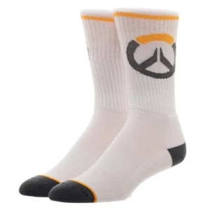 Overwatch Crew Socks Athletic Style Men's 1 Pair White Blizzard Logo Bioworld - Picture 1 of 2