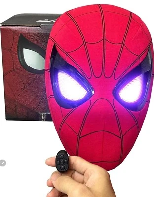 NEW Spider-Man Mask Moving Eyes Cosplay Prop Remote Control Ring Blink Eyes - Image 1 of 4