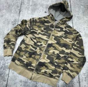 VTG Zip Up Hoodie Thermal Lined Camouflage Camo Mens Small Distressed Grunge 90s - Picture 1 of 12