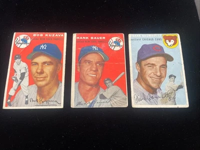 1954 Topps Baseball Lot ( 3 Cards) #60, #130 Hank Bauer, #230  F-G  Low Grade - Image 1 of 4
