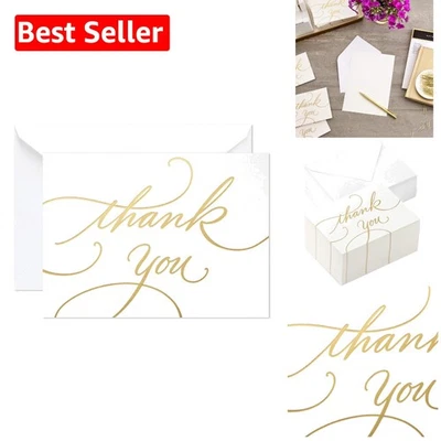 100 Elegant Gold Foil Thank You Cards with Envelopes for Special Occasions - Изображение 1 из 4