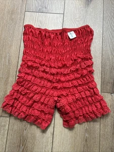 Vintage Pettipants Womens Medium Square Dancing Red Bloomers Ruffled Lace - Picture 1 of 6