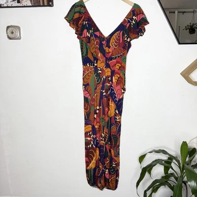 Mono Farm Rio Anthropologie con Volantes para Mujer Hojas Pequeñas Boho Playa Foto 1 de 4