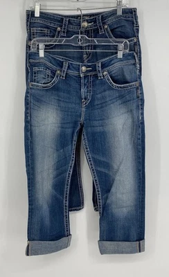 Silver Jeans Womens Blue Denim Medium Wash Capri Jeans Size 30 Lot Of 2 - Image 1 of 4