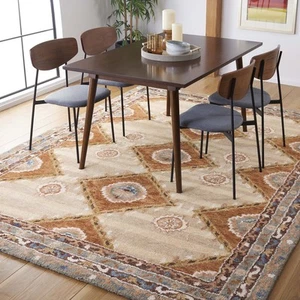 Aspen Collection Area Rug - 8' x 10', Brown & Blue, Handmade Boho Tribal Wool... - Picture 1 of 7