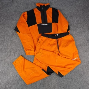Adidas Tracksuit Set Mens Medium Orange Black Originals Trefoil Logo Joggers - Picture 1 of 22