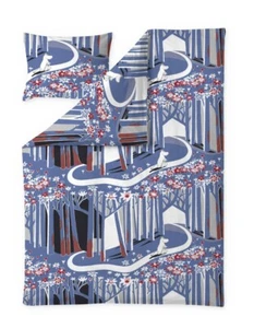 Moomin Duvet Cover Pillowcase Forest Path Blue Red 150 x 210 cm - Picture 1 of 1