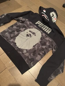 Bathing Ape Bape x Puma Shark Head Wgm Hoodie Black Unisex Size Extra Large XL - Picture 1 of 3