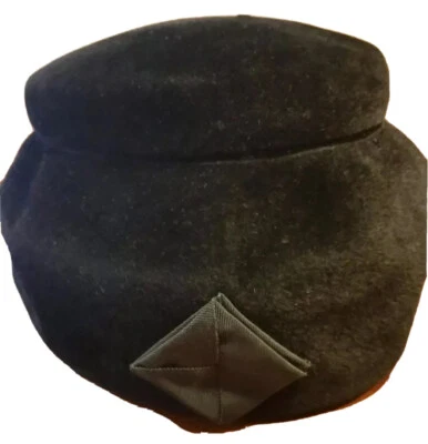 Sombrero De Colección Años 60 Terciopelo Negro Terciopelo Henry G Ross Peachbloom NY París Unión Iglesia M Foto 1 de 4
