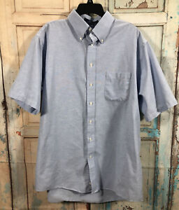 Stafford Men's Blue Short Sleeve Button Down Collar Shirt Size 17 1/2