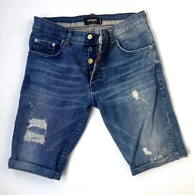 Pantalones Cortos de Denim Dsquared2 Para Hombres Talla 30 Azul Envejecido Be Cool Be Nice Hecho en Italia Foto 1 de 4