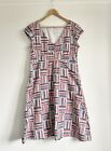 Seasalt Cornwall Womens Red White Pears Fit & Flare Cotton Lined Tea Dress UK 14