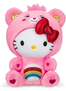 Peluche Sanrio NUEVO CON ETIQUETAS Care Bears Hello Kitty vestido como Cheer Bear 8" tamaño divertido - Imagen 1 de 4