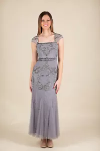 Abito Adrianna Papell maxi lilla taglia 2 piccolo viola perline ballo retrò anni 20 Gatsby - Foto 1 di 22