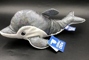 Peluche morbido peluche Cuddle Crew delfino argento scintillante e bianco nuovo con etichette - Foto 1 di 4
