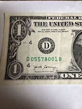 2017 A Serial Number  Green Ink Transfer Smear  Error $1 Note One Dollar Bill
