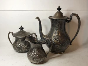 S F Co Sheffield Company E.P.C. 3298 Hand Chased Vintage 3 Piece Tea Set - Picture 1 of 20
