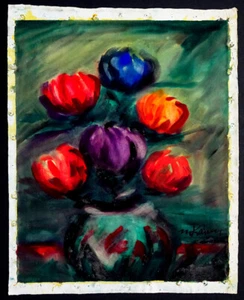 1960 KAINZ Vintage MODERNIST STILL LIFE Mid-Century EAMES Modern Art Painting #A - Picture 1 of 3