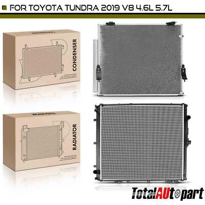 Kit de refrigeración de radiador y condensador de CA de aluminio para Toyota Tundra 2019 4,6 L 5,7 L Foto 1 de 4