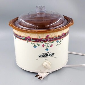 Vintage Rival 3120 Crock Pot Slow Cooker Stoneware 2.5 Quart Floral Tested