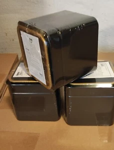 3 x Ikea Blomning Kaffee-/ Teedose mit Deckel 10x10x10 cm Stahl Schwarz Gold - Bild 1 von 4