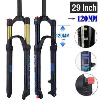 Forcelle dritte sospensione pneumatica 120mm viaggio mtb bicicletta 29" blocco remoto manuale - Immagine 1 di 4