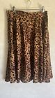 Womens Portmans size 12  Black & Brown Leopard Print Midi A line Skirt Lined