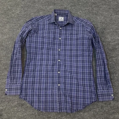 Camisa de vestir David Donahue para hombre mediana púrpura a cuadros con botones  Foto 1 de 4
