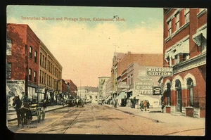 Kalamazoo INTERURBAN STATION TRACTION BUILDING PORTAGE ST Michigan Postcard23364 - Picture 1 of 2
