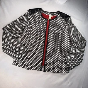 Giacca tweed Holiday Workwear L nero bianco rosso lucido foderato bordo ecopelle - Foto 1 di 13