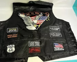 Diamond Plate Buffalo Leather Biker Vest Live to Ride Size 5X Black Lined NWT - Picture 1 of 10