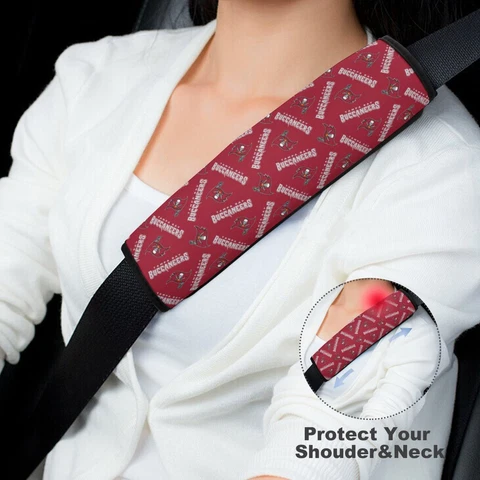 2pcs Tampa Bay Buccaneers Car Seat Belt Pad Shoulder Pad Cover Comfortable Cover