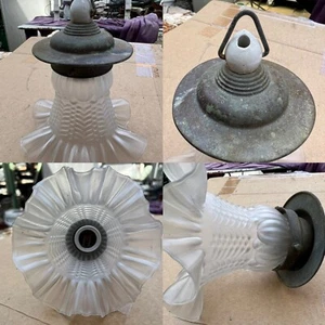 Lámpara colgante antigua Art Nouveau montura de porcelana latón cobre vidrio II - Imagen 1 de 1
