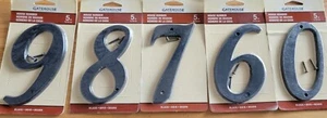 Gatehouse Black Powder Coated Zinc 5" House Italic Numbers  Choice - Flush Mount - Picture 1 of 7