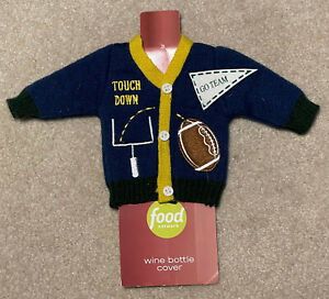 Food Network Football Sweater Wine Bottle Cover New, Free Shipping