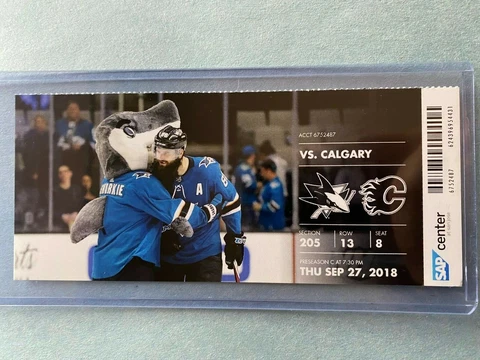 2018-19 San Jose Sharks NHL Official Mint Ticket Stubs - pick any game! Cover