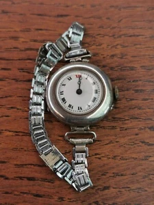 0.925 Silver Ladies Pin-Set Wristwatch, Bamboo Ladder Bracelet for Repair #k878 - Picture 1 of 10