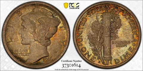 1916 D Mercury Dime 10c PCGS MS 66 FB KEY !!!! Cover