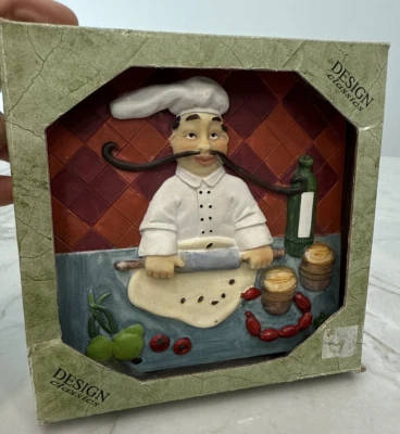 Placa de pared de resina 3D clásica de diseño chef italiano 5,5" cuadrada Foto 1 de 4