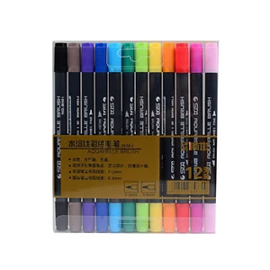 Fineliner Tip Set Drawing 12 Colors STA Dual Brush Water Based Art Marker Pen F - Picture 1 of 9