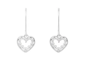 1.20Ct Lab-Created Round Cut Heart Shape Drop Dangle Earrings In 14K White Gold - Picture 1 of 4