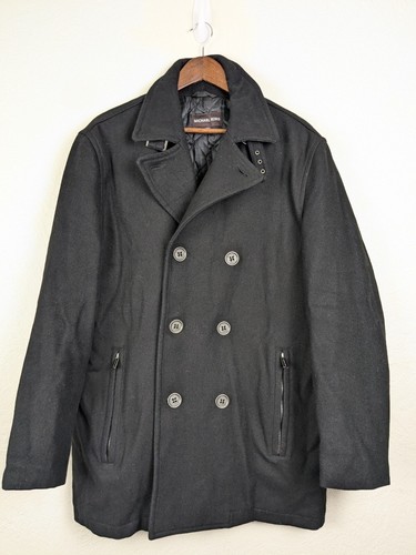 Cappotto doppiopetto Michael Kors uomo nero isolato tacca risvolto taglia L