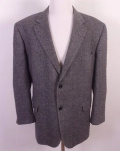 EUC Geoffrey Beene Gray Wool / Camel Hair Blend Herringbone Blazer SZ 52 R - Picture 1 of 5
