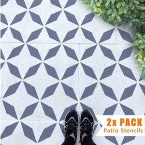 Garden Patio Stencils - 45 and 60 Square Concrete Floor Slabs - Zaros - Picture 1 of 6